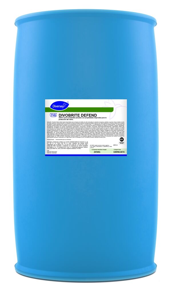 DIVOBRITE DEFEND VB132 245kg - ADITIVO PARA SUCIEDADES PESADAS CON PROPIEDADES MEJORADAS PARA LA PROTECCIÓN DEL VIDRIO Y PET RETORNABLE